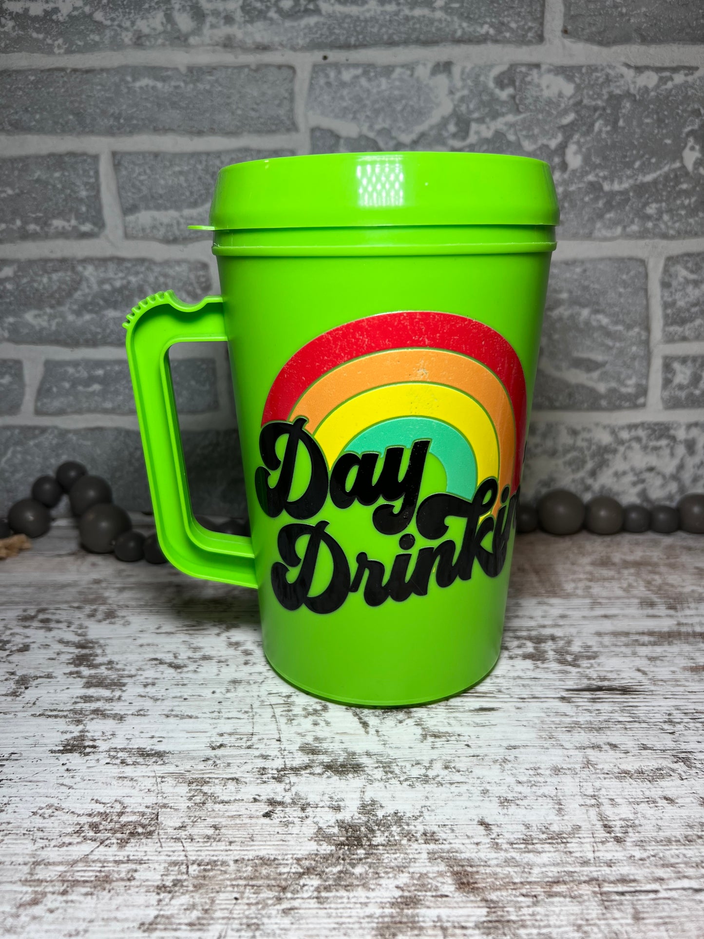 ‘Day Drinking’ Mega Mug (lime green)