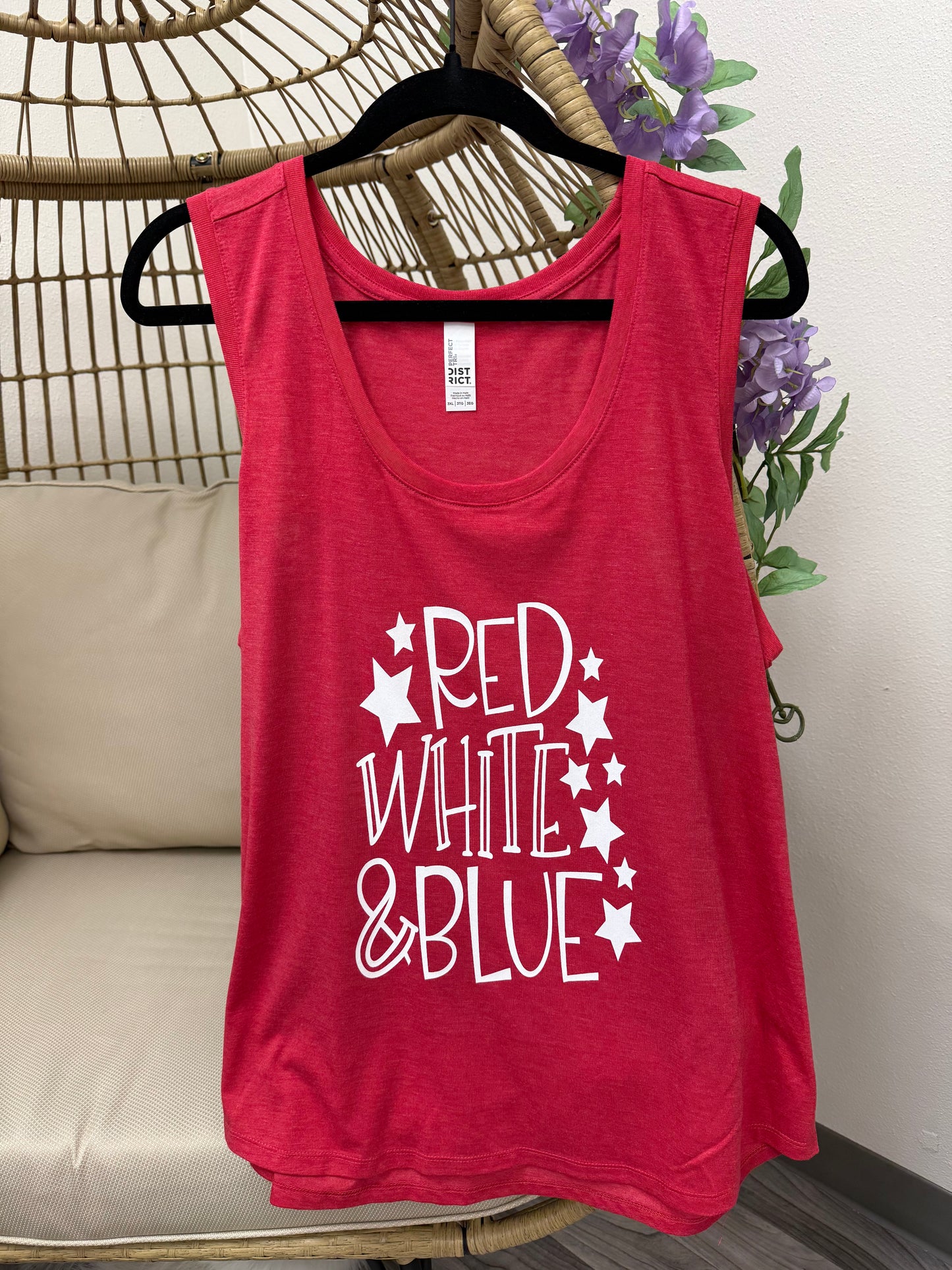 Red, White & Blue Graphic Tank Top
