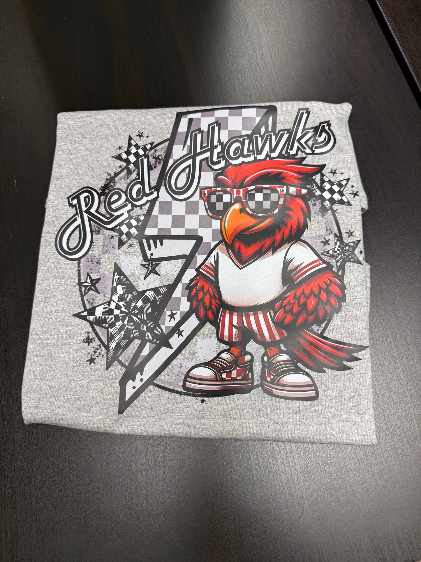 Checkered Red Hawk Youth Graphic Tee