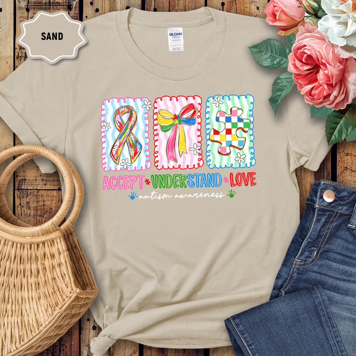 Autism Awareness Stamp Style T-Shirt – Gildan Softstyle Tee