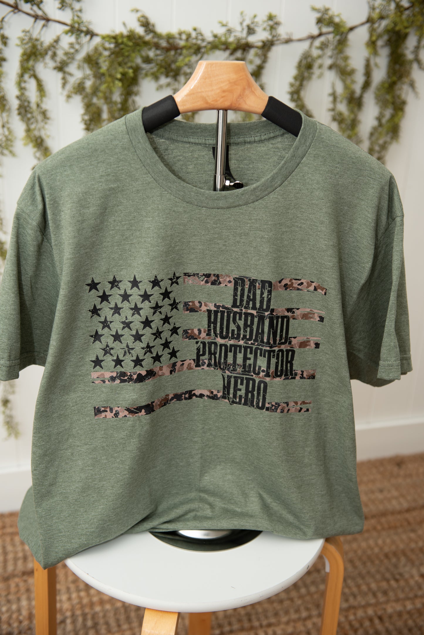 Dad. Protector. Hero. Patriotic Graphic Tee