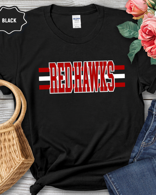 Red Hawks Spirit Wear – Black Tee & Crewneck