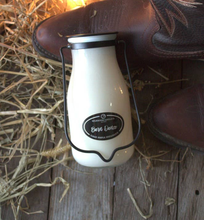 14 oz Milkbottle Candle: Barn Dance