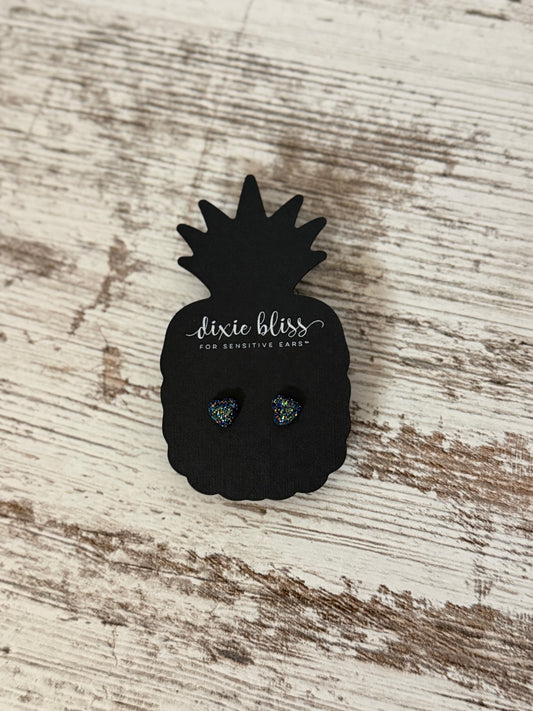 Micro Druzy Hearts Ocean-Dixie Bliss Earings