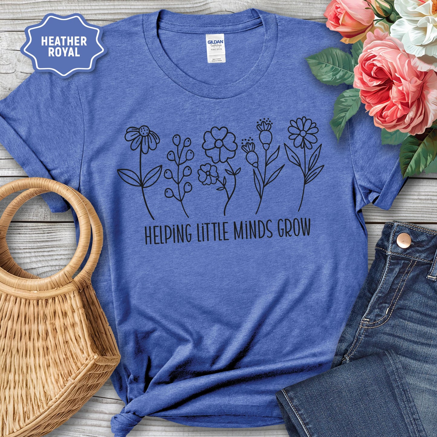Helping Little Minds Grow T-Shirt – Inspirational Teacher Shirt – Early Childhood Educator Tee – Cute Daycare & Preschool Gift