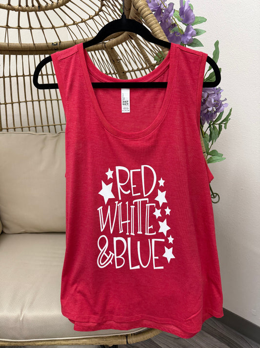 Red, White & Blue Graphic Tank Top