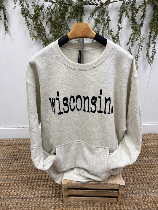 Wisconsin Crew Neck Sweatshirt with Pockets