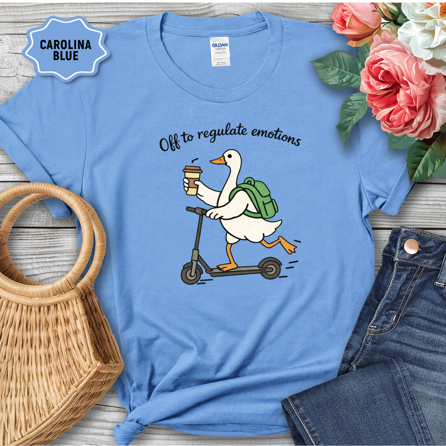 Funny Duck Scooter Shirt – “Off to Regulate Emotions” Tee