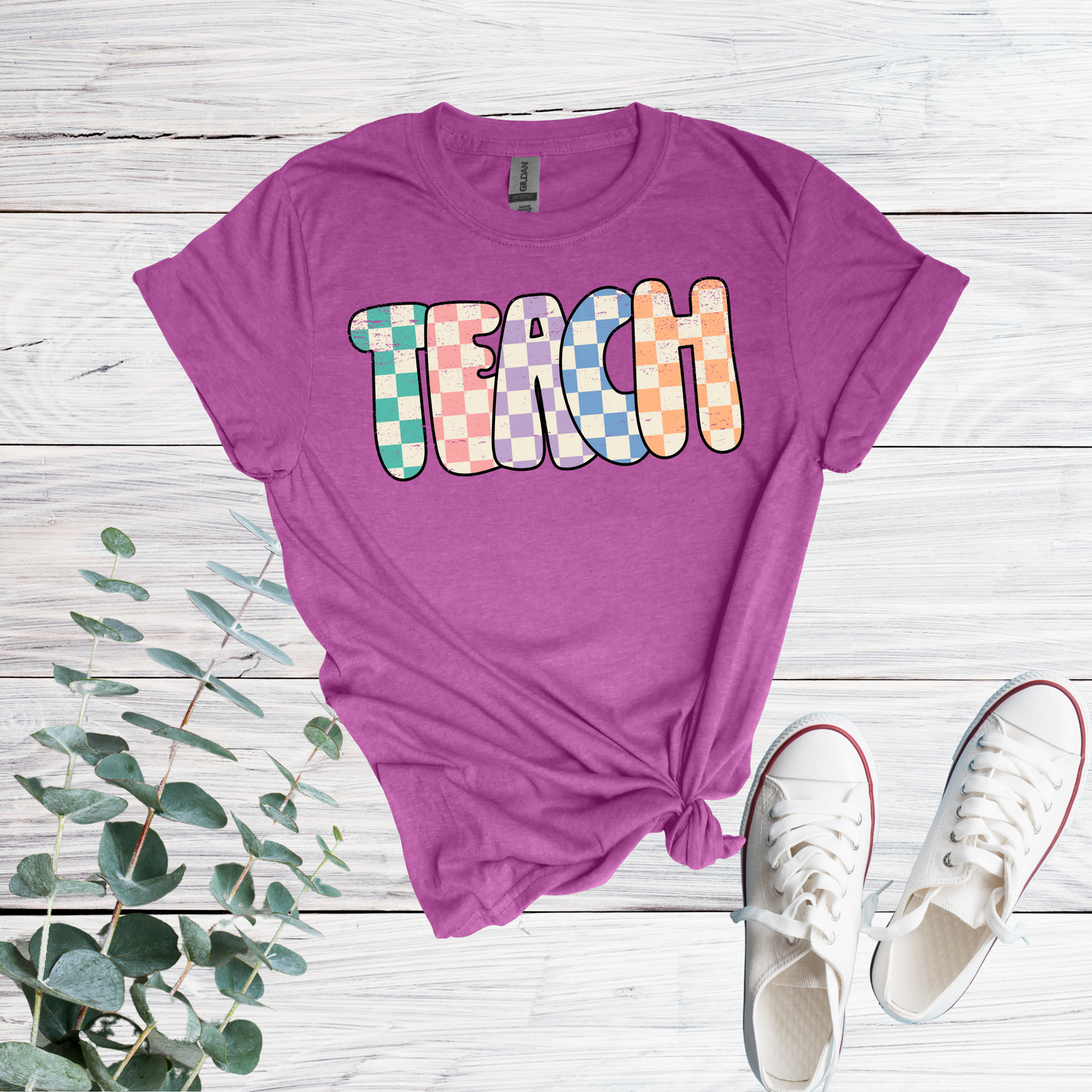 Checkered Teach T-shirt