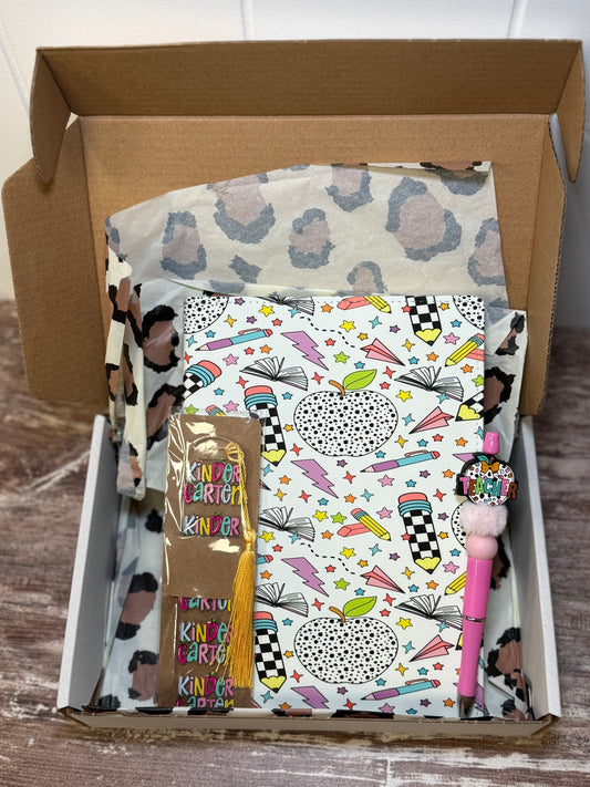 Teacher Gift Bundle – Notebook, Pen & Bookmark (semi customized)